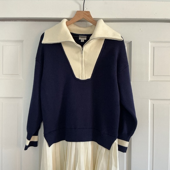 Anthropologie Maeve Varsity Sweater Twofer Mini Dress size small - Picture 3 of 8